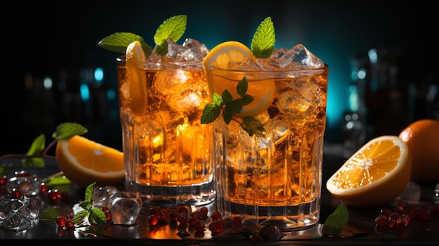Cóctel Aperol Spritz con hielo y naranja en vaso Concepto de bebida refrescante de verano
