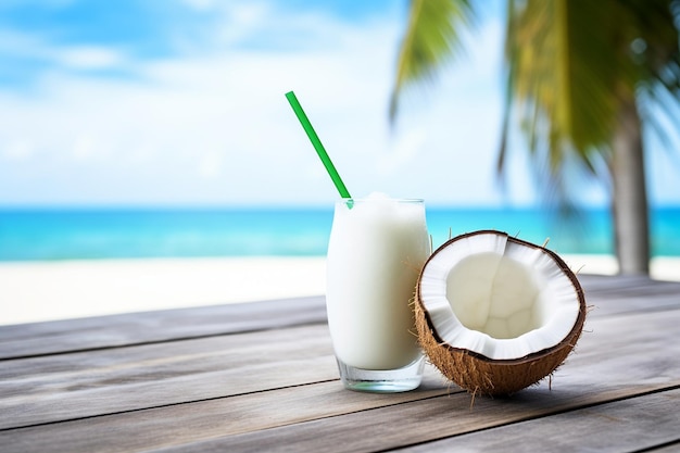 Cóctel de coco exótico en blanco