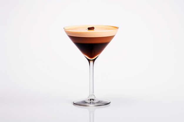 Cóctel Espresso Martini sobre un fondo blanco aislado generado por IA