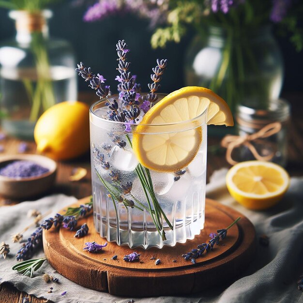 Foto el cóctel de guarnición de lavanda ha sido generado