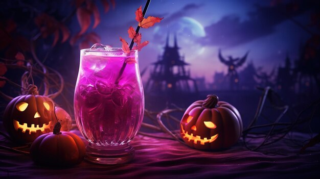 El cóctel de Halloween, la gran luna, la venta de violetas, el fondo.