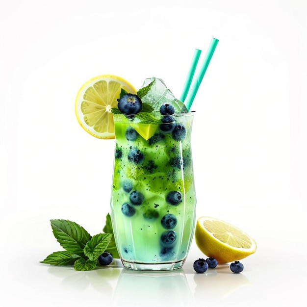 Cóctel de limonada azul matcha