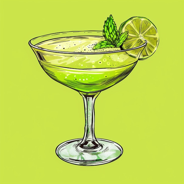 Foto cóctel de martini en vaso ilustración de arte en color verde