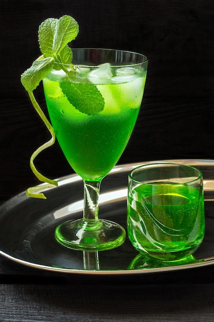 Cóctel con menta de estragón y hielo