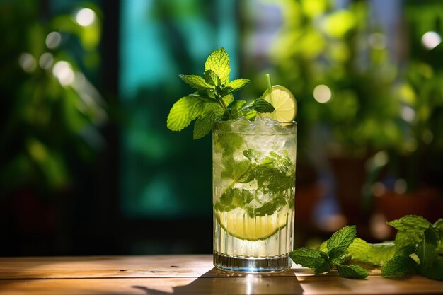 cóctel de mojito con lima y menta