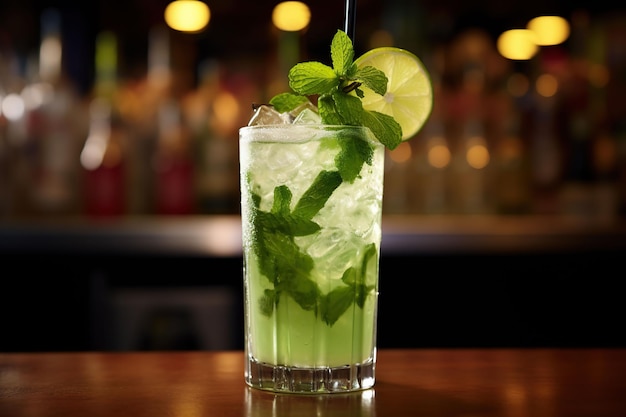 cóctel de mojito con lima y menta