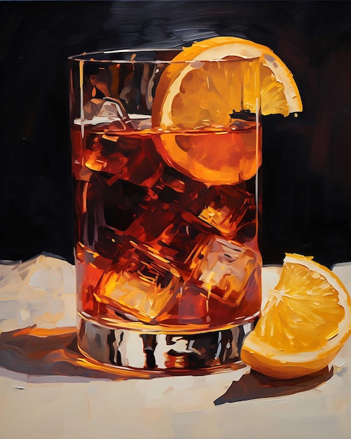 Coctel de naranja en vidrio de cristal