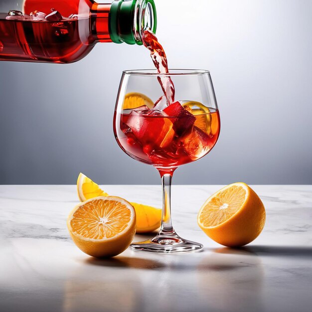 Foto cóctel negroni bebida alcohólica mixta servida en un vaso