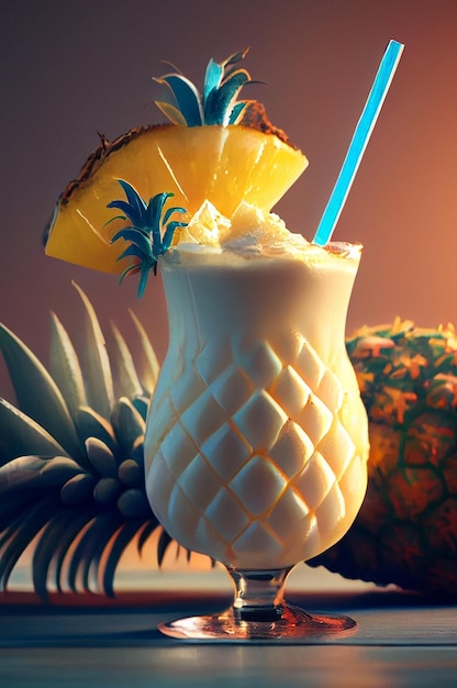 Cóctel de piña colada con coco y piña IA generativa