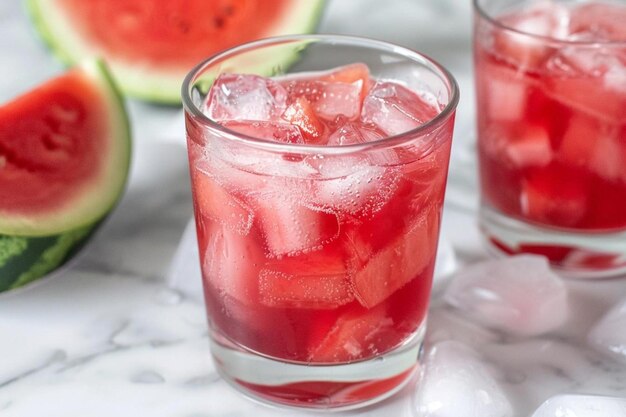 Foto un cóctel refrescante hecho con sandía mezclada y vodka fotografía de la sandía