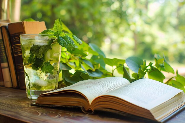 Un cóctel de tequila junto a un libro para un ambiente relajado