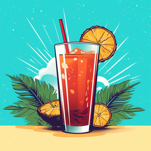 Cóctel tropical Cóctel de verano en la playa Ilustración vectorial