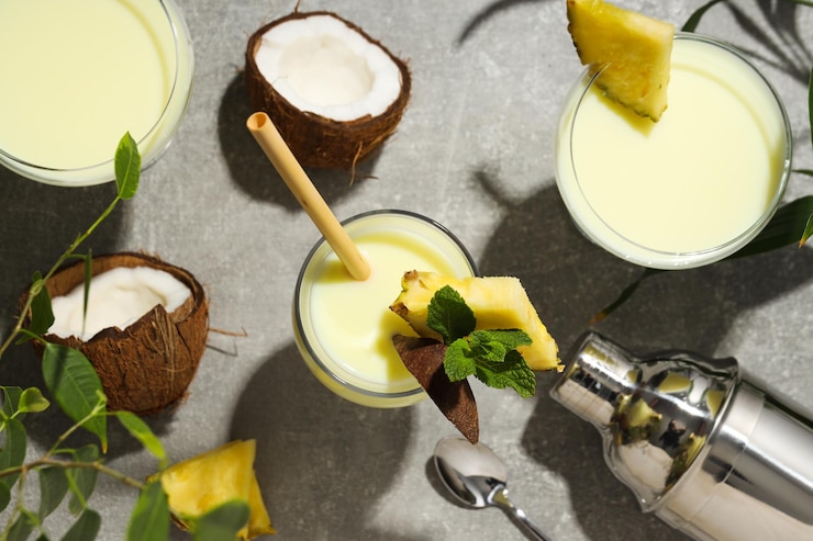 Foto cóctel de verano fresco piña colada concepto de bebida de verano fresco