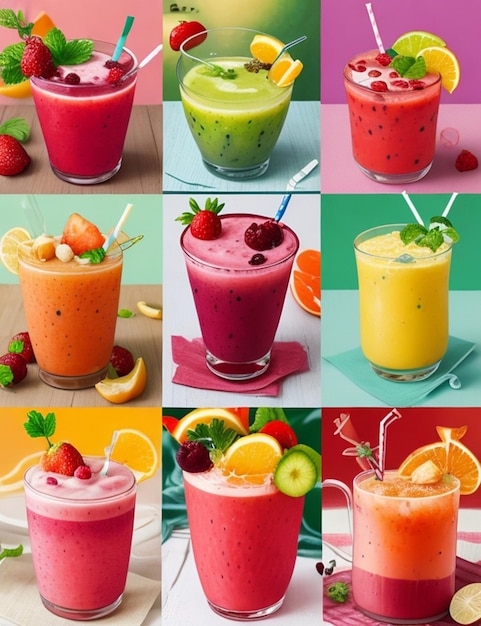 Foto cócteles de frutas smoothie desayuno de fondo