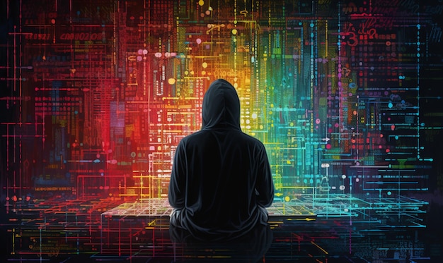 Code-Hacker-Hacking-Virus, Cyber-Sicherheitsangriff, Technologie, geschäftlicher Hintergrund, Illustration, Verteidigung