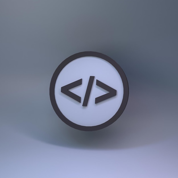 Codesymbol Konzept der Programmierung von 3D-Rendering