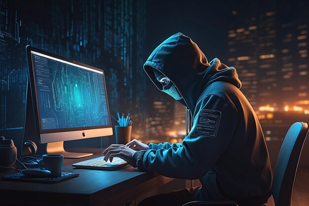 codificação de hackers à noite conceito de segurança cibernética