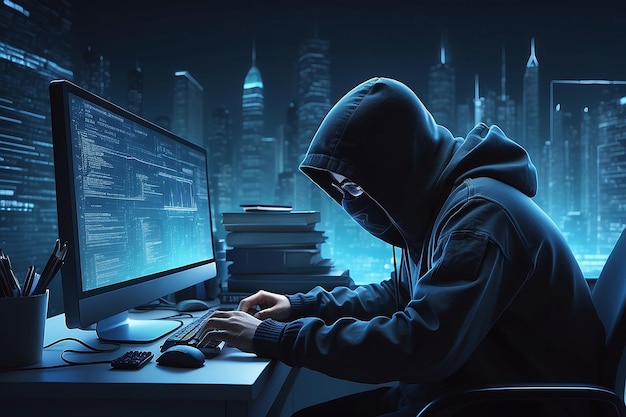 codificação de hackers à noite conceito de segurança cibernética