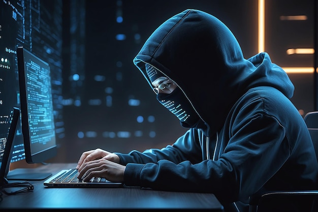 codificación de hackers por la noche concepto de ciberseguridad