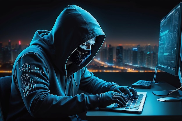 codificación de hackers por la noche concepto de ciberseguridad