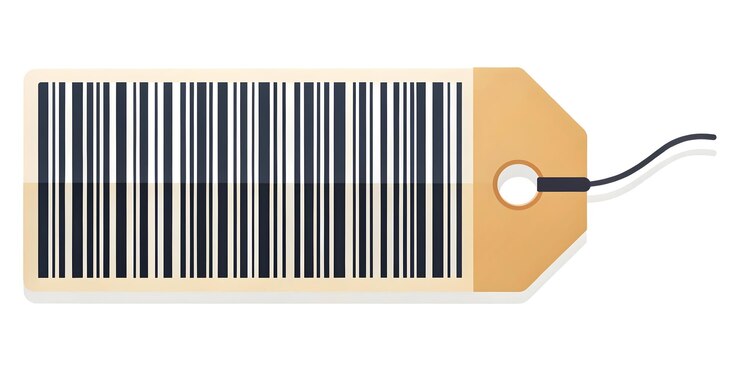 Foto código de barras aislado con etiqueta de compra plana diseño vectorial minimalista para promociones minoristas negocio b