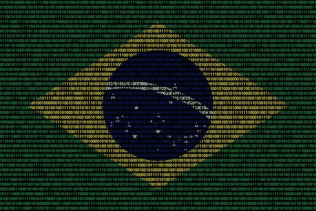 Código binario de matriz de ceros y unos en los colores de la bandera de Brasil Concepto de tecnología informática moderna y ciberespacio