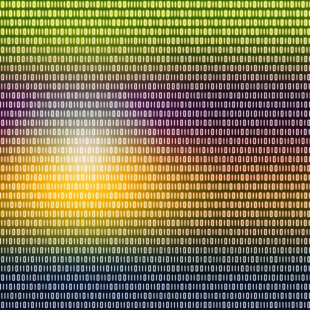 Código binario multicolor escrito