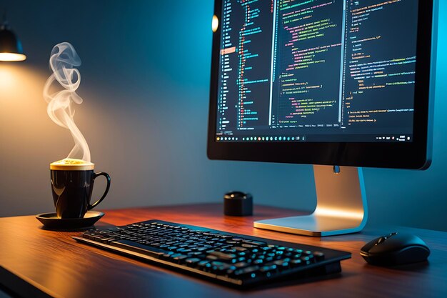 Código de configuración de desarrollo de software cinematográfico Productividad del café