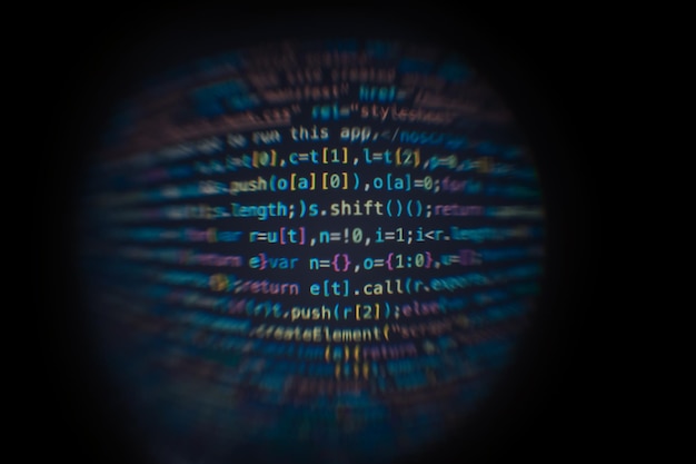 Código de desarrollador de software Código de guión de computadora abstracto Pantalla de programación de código de desarrollo de software