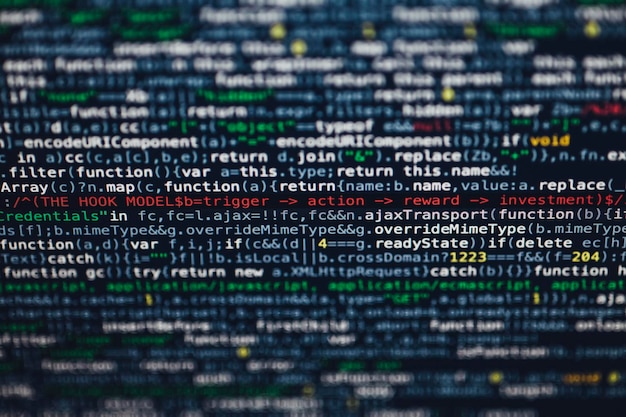 Código-fonte do hacker de JavaScript HTML digital binário