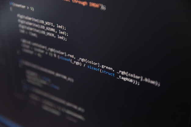 Foto código de programación de código fuente de software de desarrollo de software