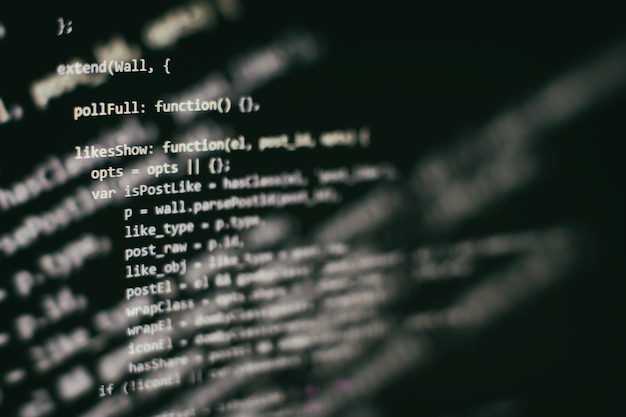 Código de programación del desarrollador de software. Código de script de computadora abstracto. enfoque selectivo