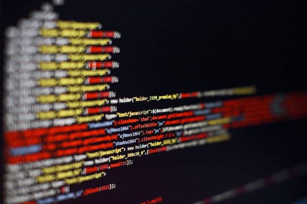 Código de programación del desarrollador de software. Código de script de computadora abstracto. enfoque selectivo