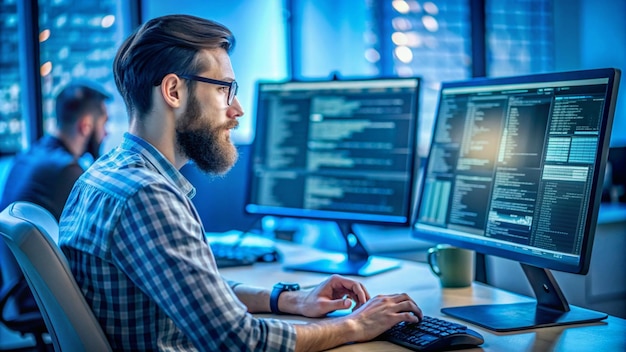 Código de programación pantalla de fondo abstracta del software Closeup del código Java Script Php en fondo azul en el editor de código