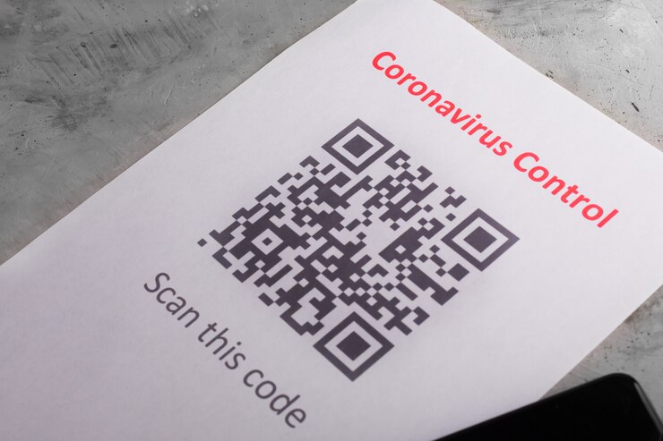 Foto código qr como parte de la protección contra el coronavirus covid-19