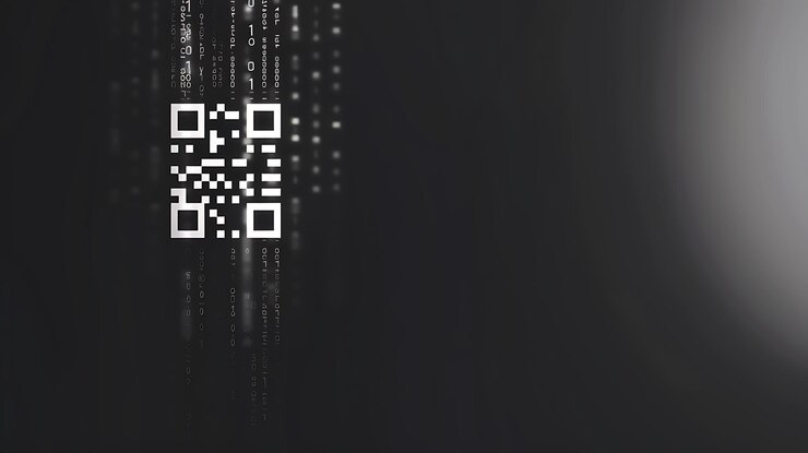 Foto código qr con fondo de código binario
