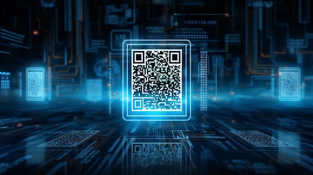 código QR en la pantalla virtual