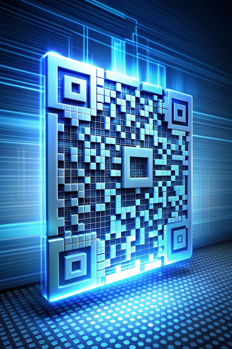 Foto código qr para servicios de pago y comunicación global en un renderizado 3d futurista