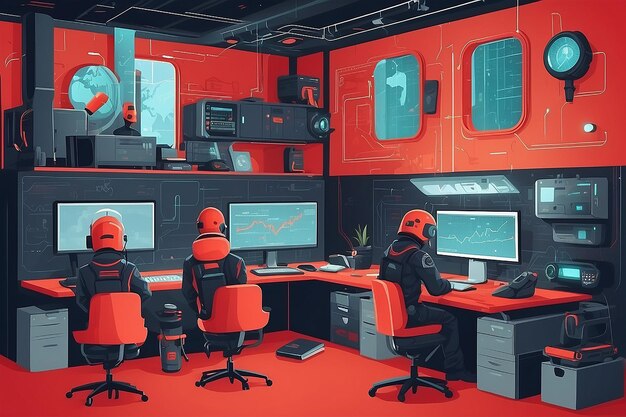 Código Rojo Crónicas Colaborativo de Alta Tecnología Rescate en Ilustración Vectorial de Estilo Plano