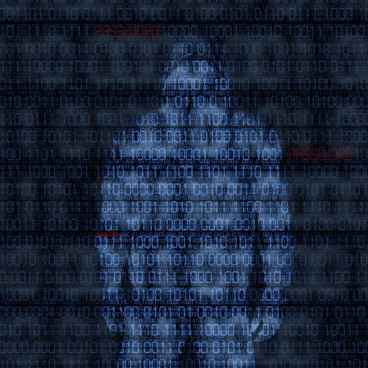 Foto códigos binários com senha hackeada