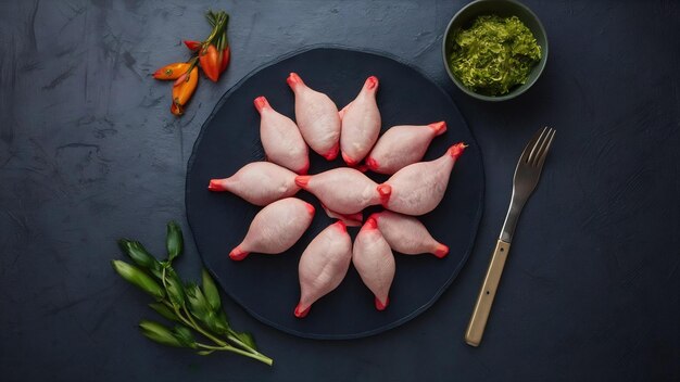 Foto codornices crudas ecológicas caseras listas para cocinar