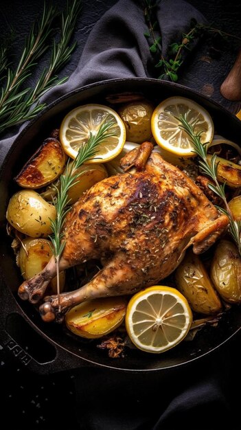 Foto codorniz al horno con patatas