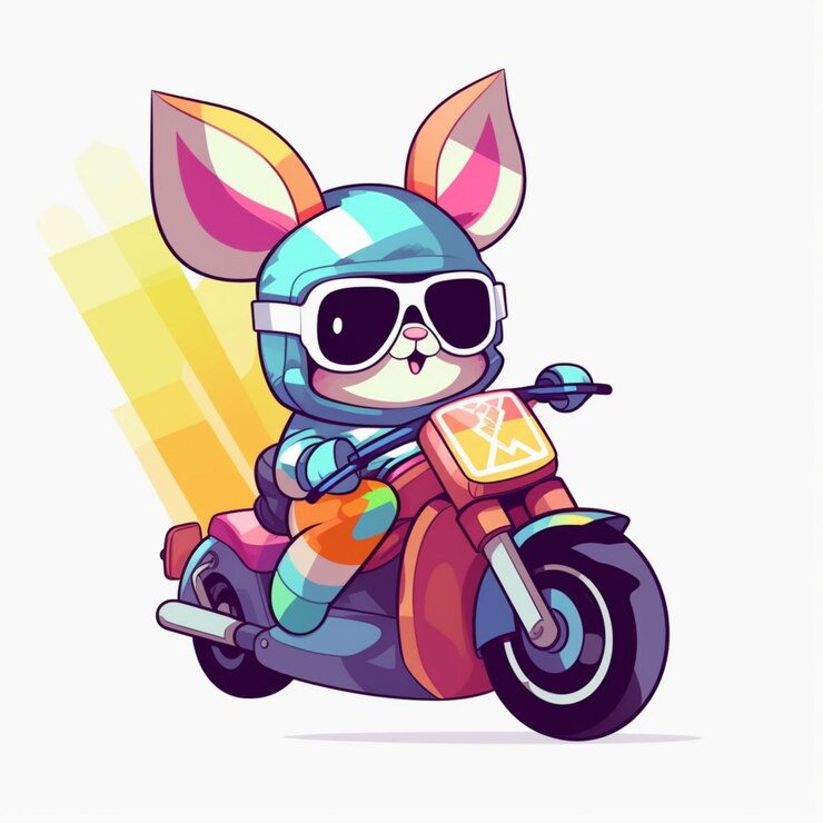 Foto coelhinho legal andando de moto