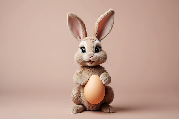 Coelho da Páscoa com ovos de Páscoa em fundo pastel Fotografia de estúdio