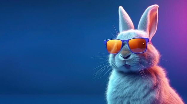 Coelho em óculos de sol Banner de coelho estilo pop art com espaço de cópia Generative AI