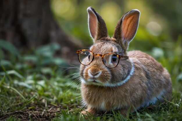Foto coelho erudito usando óculos