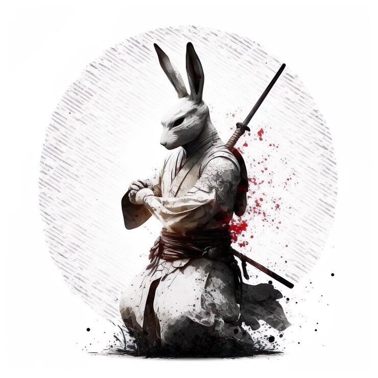 Coelho samurai ano novo chinês