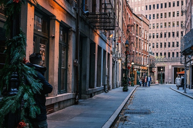 Coenties Alley y Stone St, distrito financiero de Manhattan, Nueva York