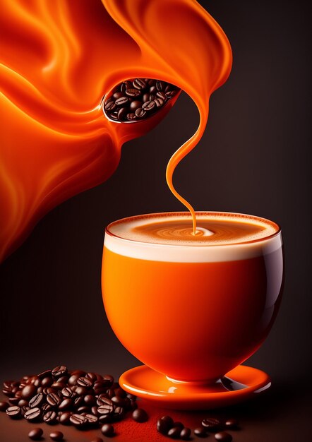Foto coffe addict digital art linda xícara de café quando o creme e o café estão separados