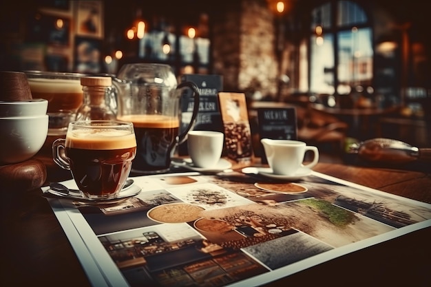 Foto coffee delight eine fesselnde visuelle collage für unvergessliche caféerlebnisse